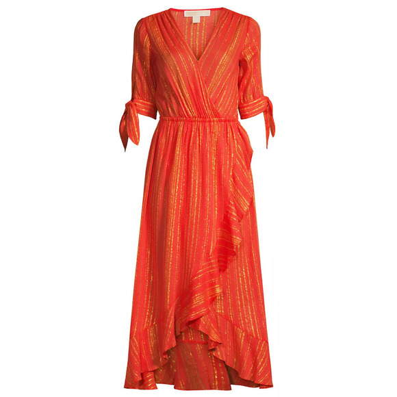 Michael Kors NWT Metallic Crepe Wrap-Effect Dress XS - Picture 4 of 16